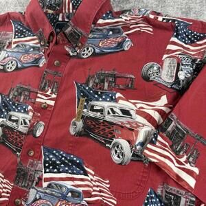Classic Hot Rods Flames Shirt Large Patriotic North River